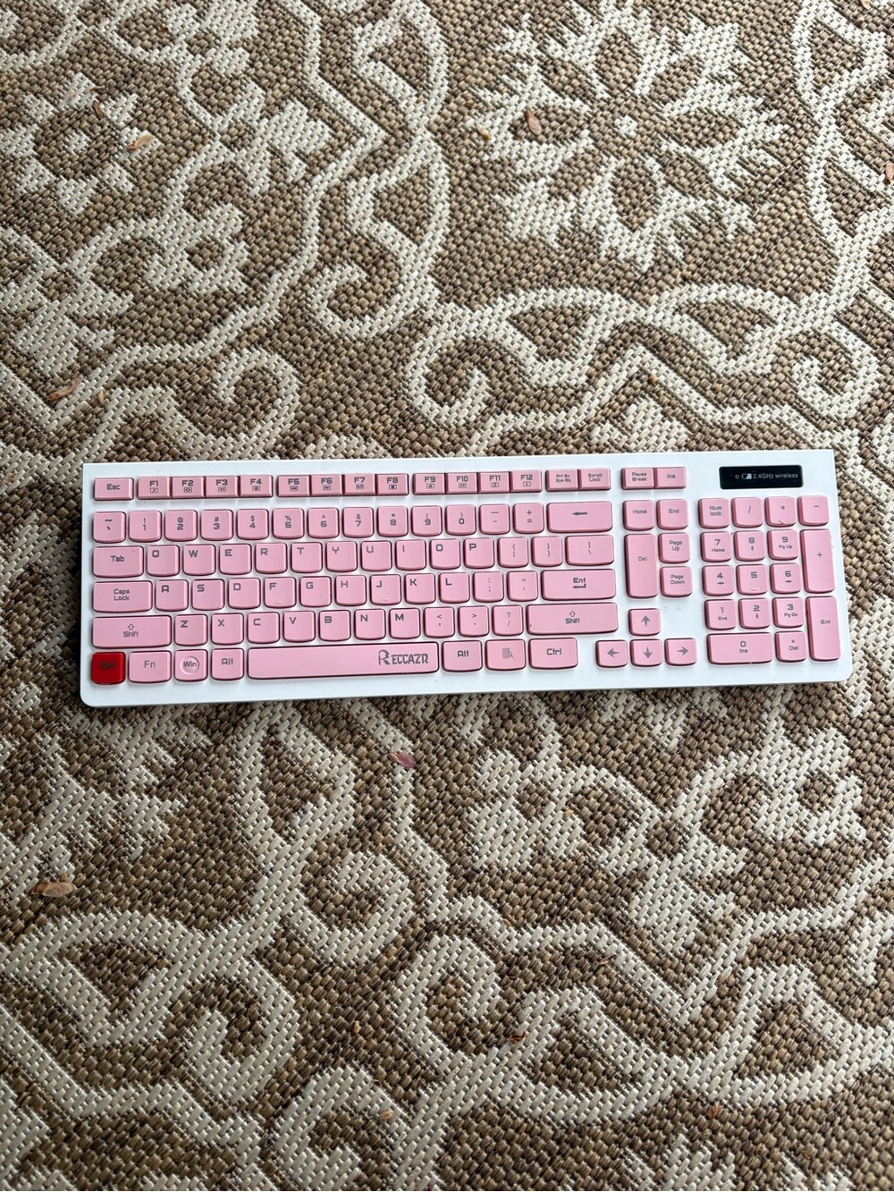 Pink Wireless Keyboard with White Frame